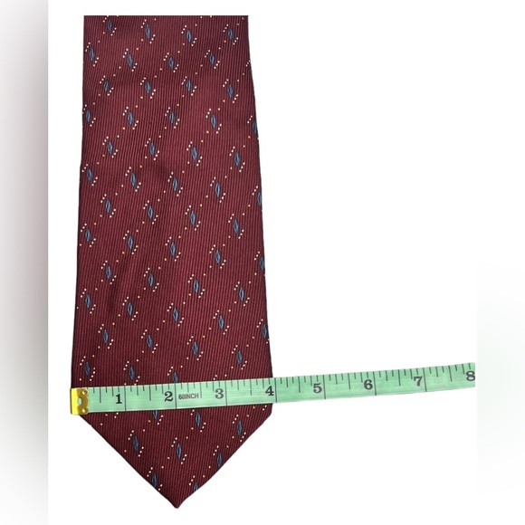Nautica Mens Tie Silk Geometry Red Classic Designer 57” X 4” - Picture 4 of 6
